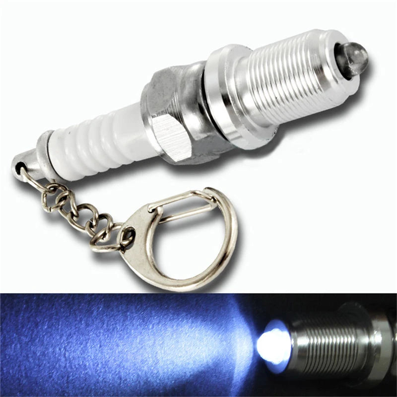 LED Key Chain Spark Plug Key Chain Keychain Car Parts Keyring  keychain  marvel  drive safe key chain