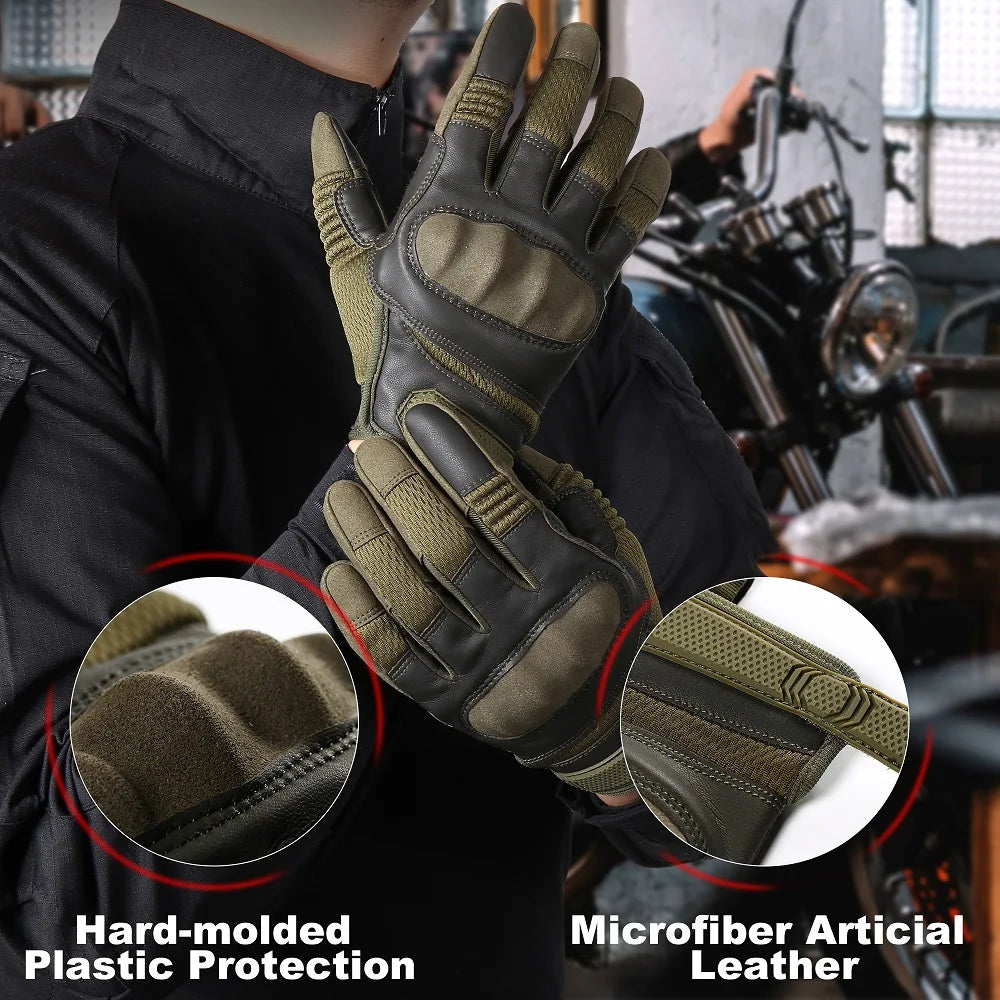 Touchscreen PU Leather Motorcycle Full Finger Gloves Protective Gear Racing Pit Bike Riding Motorbike Moto Motocross Enduro