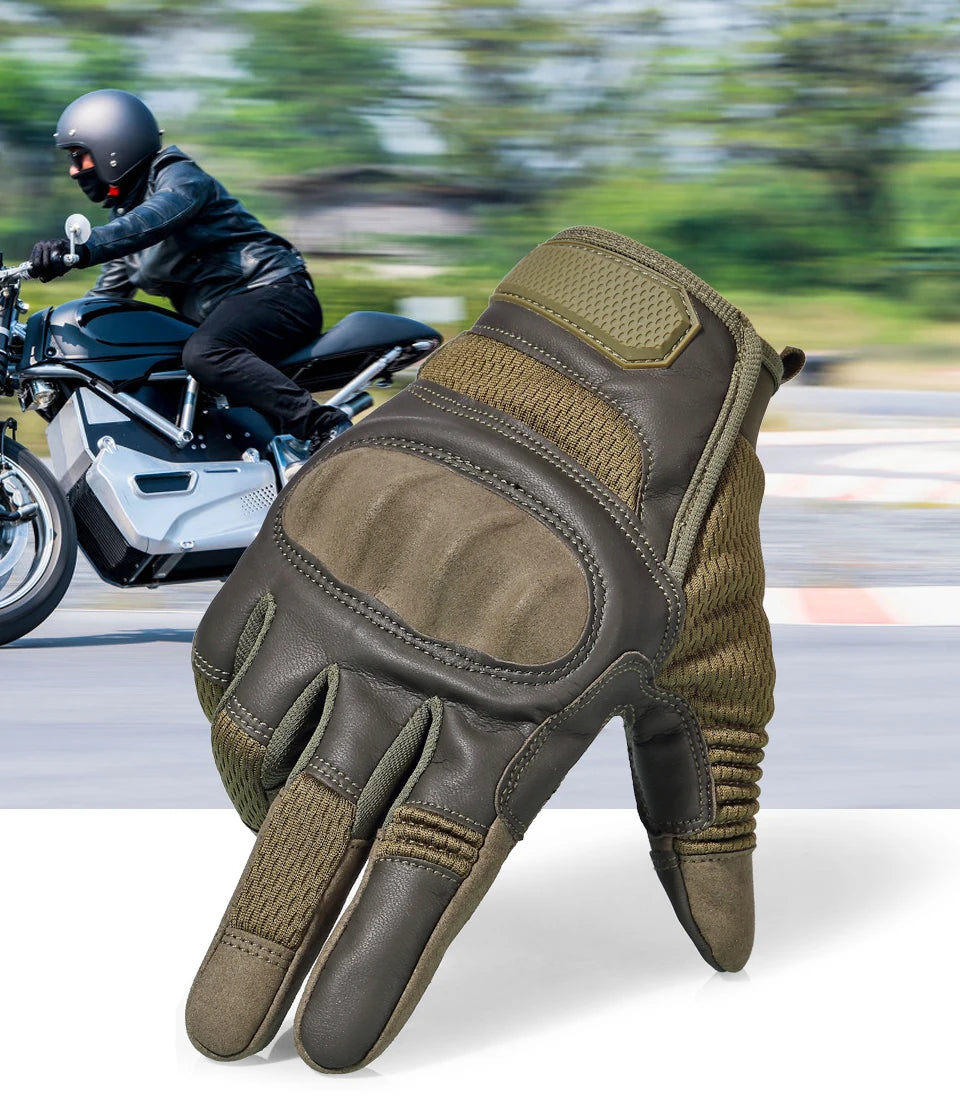 Touchscreen PU Leather Motorcycle Full Finger Gloves Protective Gear Racing Pit Bike Riding Motorbike Moto Motocross Enduro