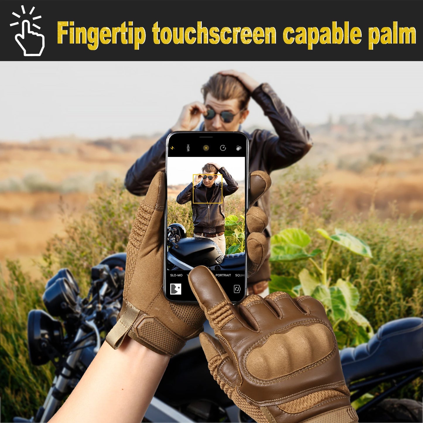 Touchscreen PU Leather Motorcycle Full Finger Gloves Protective Gear Racing Pit Bike Riding Motorbike Moto Motocross Enduro