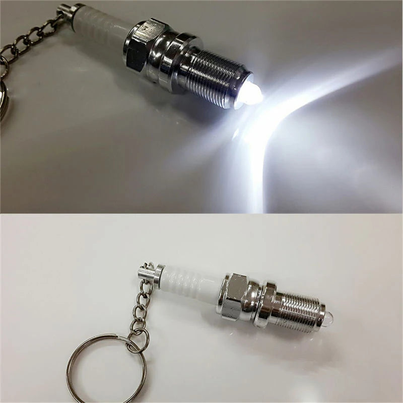 LED Key Chain Spark Plug Key Chain Keychain Car Parts Keyring  keychain  marvel  drive safe key chain