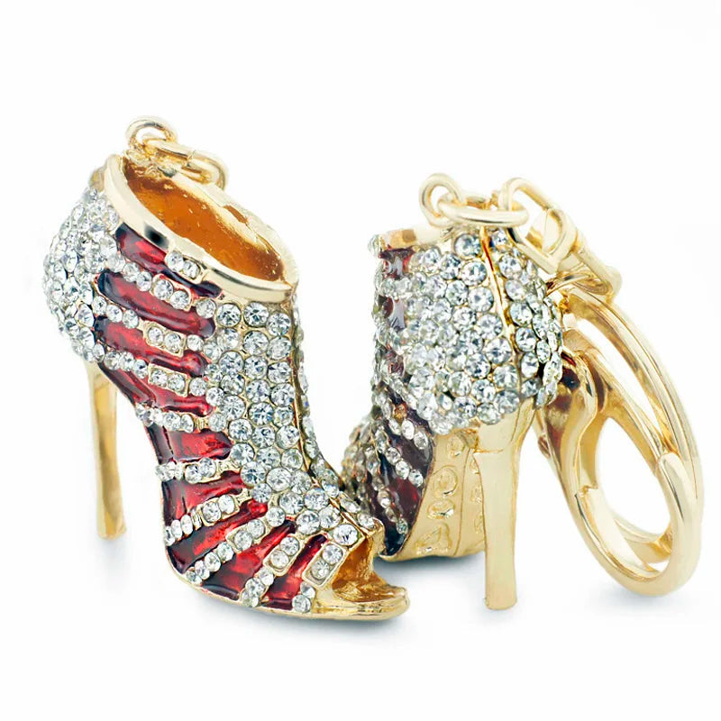 Charm High heel Shoes Keyrings Keychains Exquisite Crystal Trendy Purse Bag Buckle Pendant For Car key chains Jewelry K220