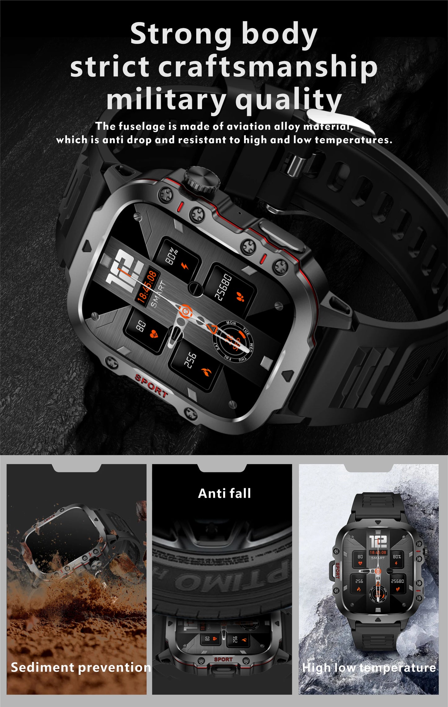 Smart Watch Men Outdoor Watches lP68 Waterproof 2.01" Al Voice Bluetooth Call Smartwatch For Android lOS