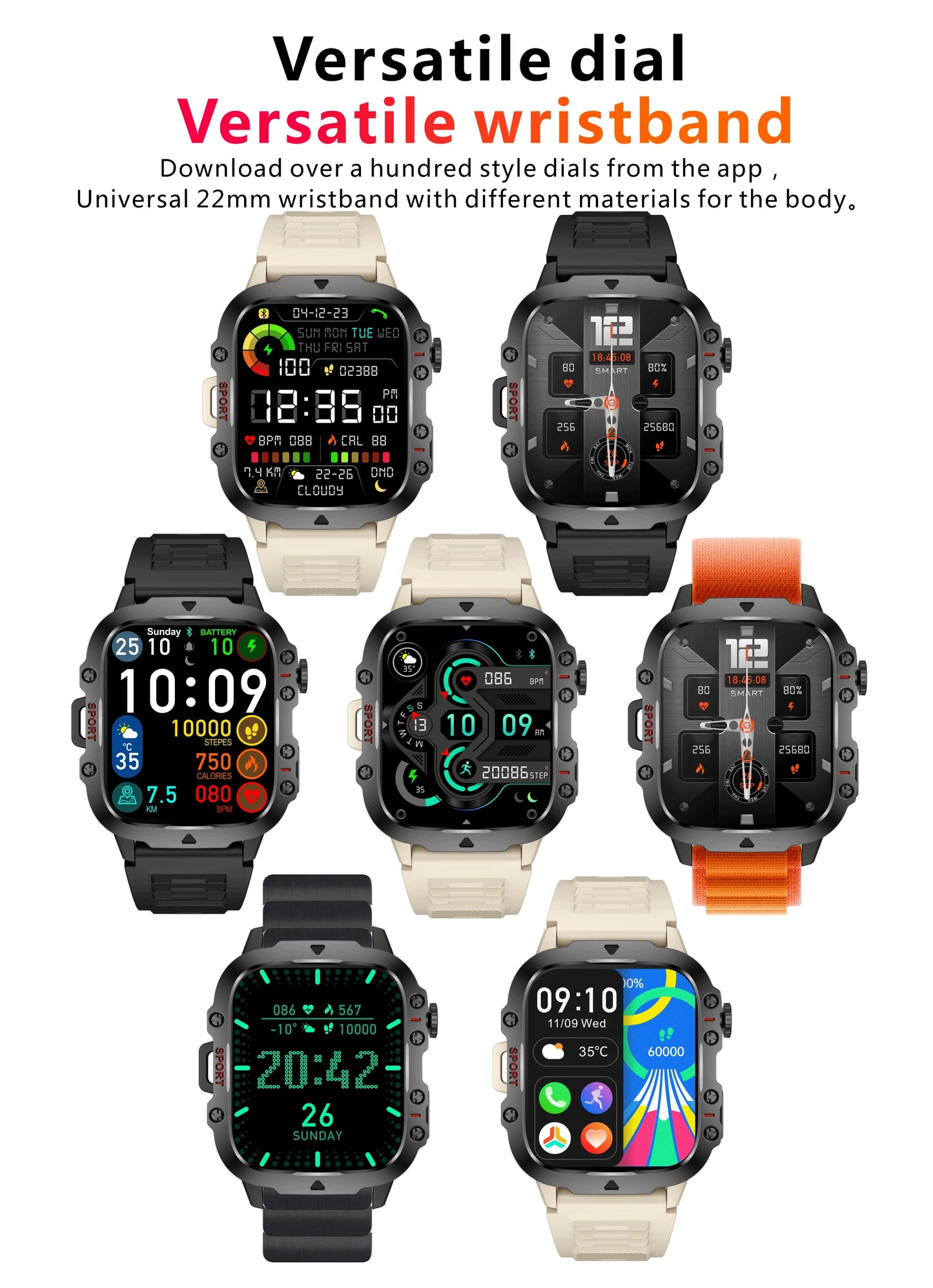 Smart Watch Men Outdoor Watches lP68 Waterproof 2.01" Al Voice Bluetooth Call Smartwatch For Android lOS