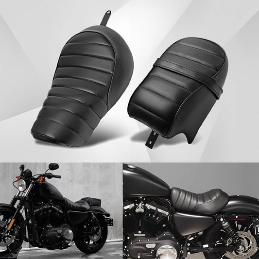 Black Leather Front Driver Seat Passenger Seat Pillion Cushion Fits For Harley Sportster Iron XL 883 1200 2016-2021