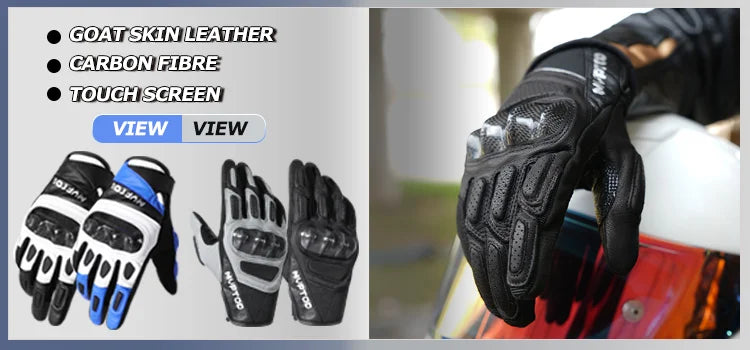 Touchscreen PU Leather Motorcycle Full Finger Gloves Protective Gear Racing Pit Bike Riding Motorbike Moto Motocross Enduro