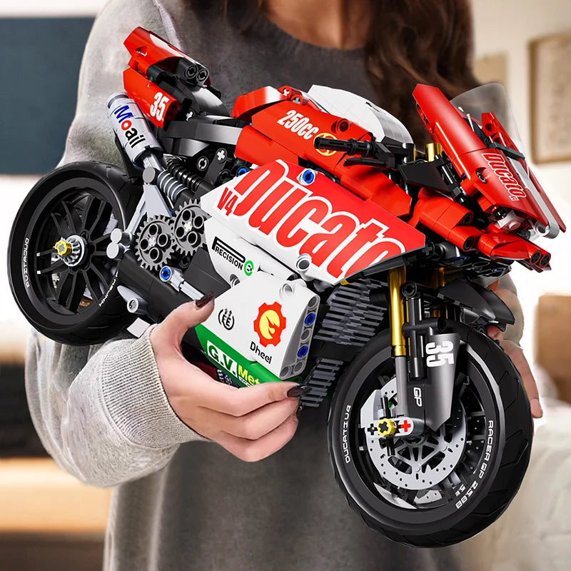 Technic Series Motorcycle V4 Building Blocks Set Super Motorbike Model Kit Technical Racing Kids Assembled Toys Gifts For Boys