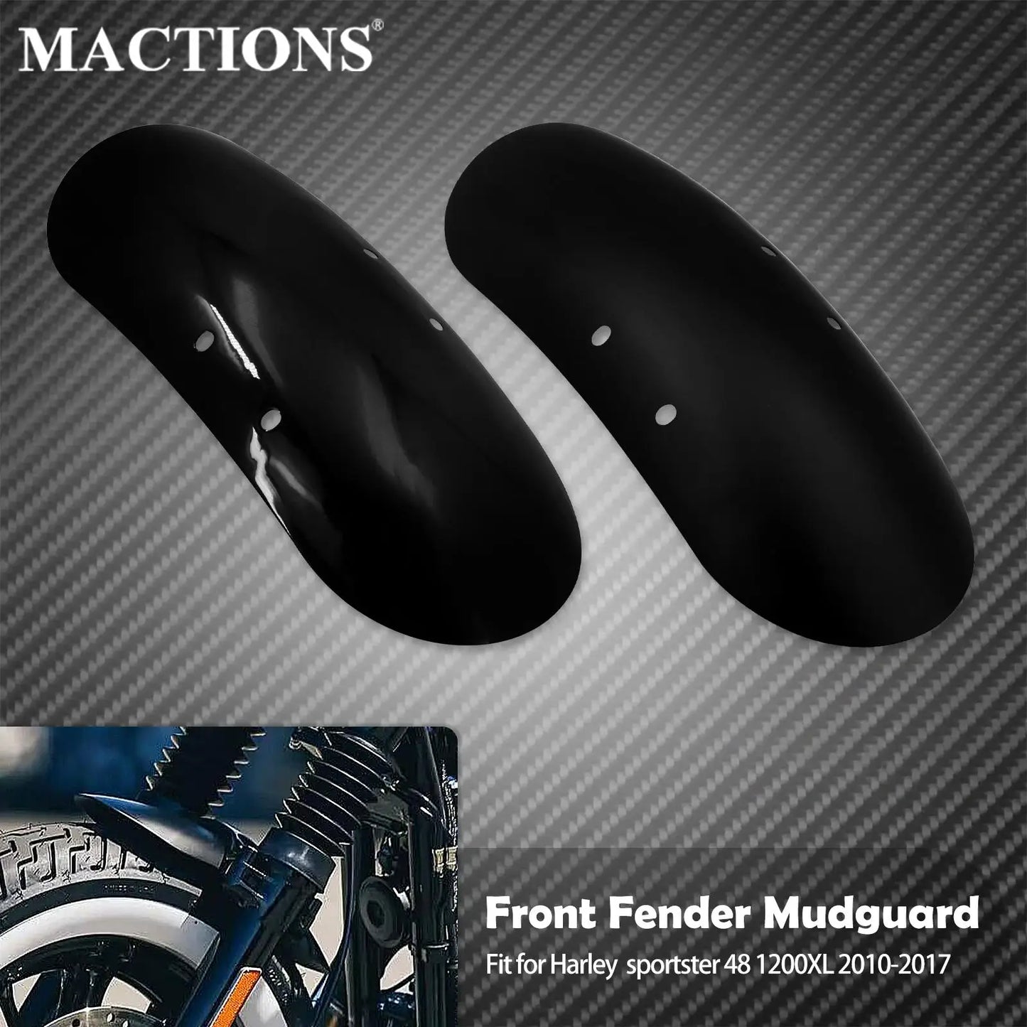 Short Fender Mudguard Protector Cover Gloss Matte Black For Harley Sportster XL 48 Forty Eight 2010-2017