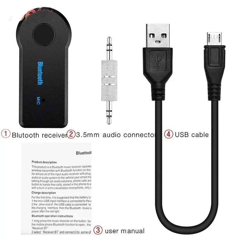 Wireless Bluetooth 5.0 Transceiver Adapter 3.5mm Car Music Audio Aux A2DP Headset Receiving