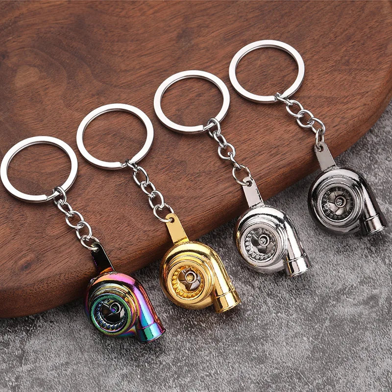 Turbo Turbocharger Keychain Metal Automotive Spinning Turbine