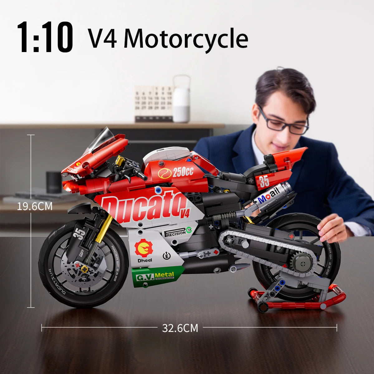 Technic Series Motorcycle V4 Building Blocks Set Super Motorbike Model Kit Technical Racing Kids Assembled Toys Gifts For Boys