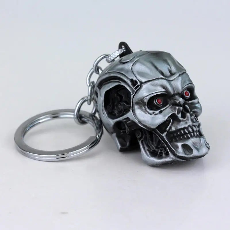 Vintage Charm Terminator Skull Head Keychain Men Women Fashion Pendant Keyring Jewelry Car Key Accessories