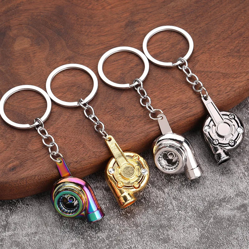 Turbo Turbocharger Keychain Metal Automotive Spinning Turbine