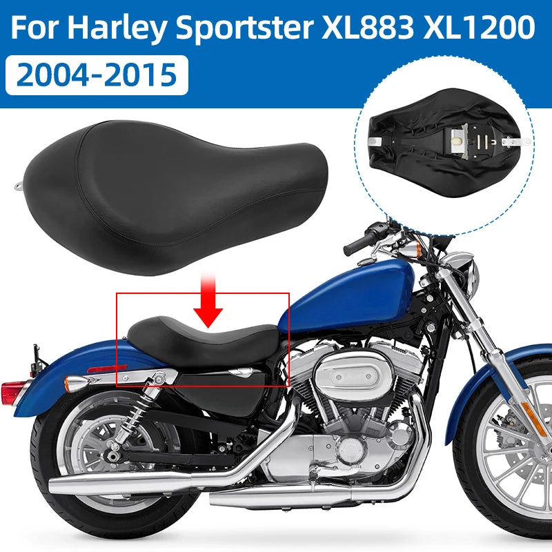 Solo Driver Seat Cushion Pad Black For Harley Sportster XL 1200 883 48 72 Custom 2004-2015